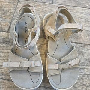 Columbia Womens Ladies Sandals Beige Gray Adjustable Outdoor Summer Sz 7